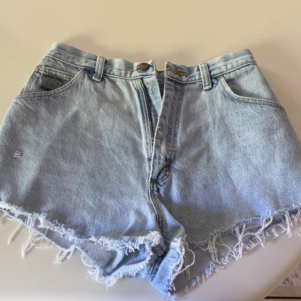 Distressed, vintage Wrangler denim shorts